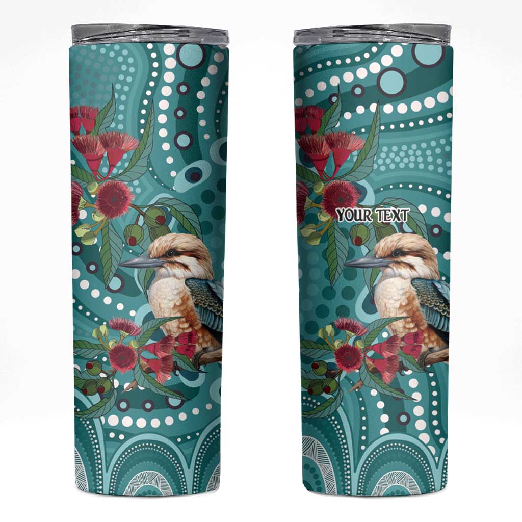 Kookaburra Eucalyptus Personalised Skinny Tumbler Aboriginal Australian Dot Painting - Aussie Hoodie