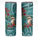 Kookaburra Eucalyptus Personalised Skinny Tumbler Aboriginal Australian Dot Painting - Aussie Hoodie