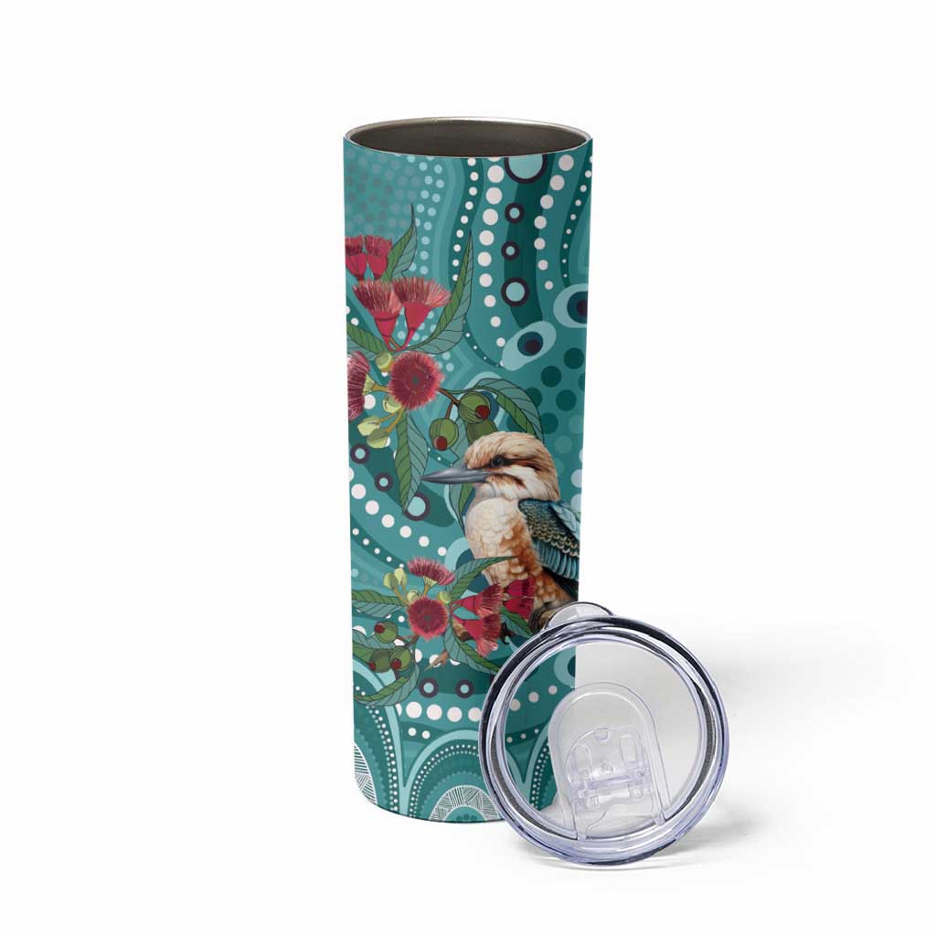 Kookaburra Eucalyptus Personalised Skinny Tumbler Aboriginal Australian Dot Painting - Aussie Hoodie