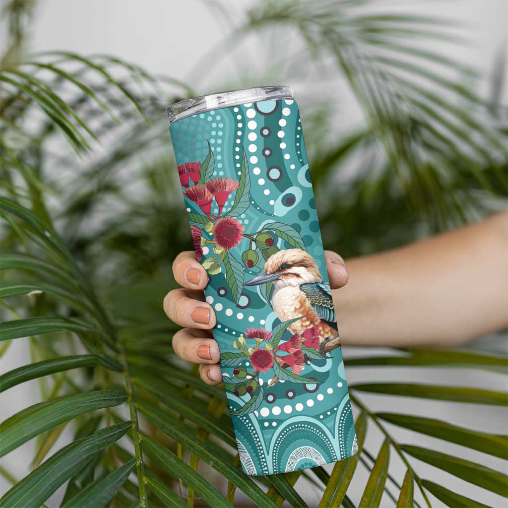 Kookaburra Eucalyptus Personalised Skinny Tumbler Aboriginal Australian Dot Painting - Aussie Hoodie