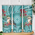 Kookaburra Eucalyptus Personalised Skinny Tumbler Aboriginal Australian Dot Painting - Aussie Hoodie