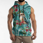 Kookaburra Eucalyptus Personalised Sleeveless Hoodie Aboriginal Australian Dot Painting - Aussie Hoodie