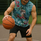 Kookaburra Eucalyptus Personalised Sleeveless Hoodie Aboriginal Australian Dot Painting - Aussie Hoodie