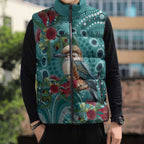 Kookaburra Eucalyptus Personalised Sleeveless Puffer Jacket Aboriginal Australian Dot Painting - Aussie Hoodie