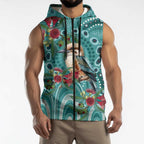 Kookaburra Eucalyptus Personalised Sleeveless Zip Hoodie Aboriginal Australian Dot Painting LT9