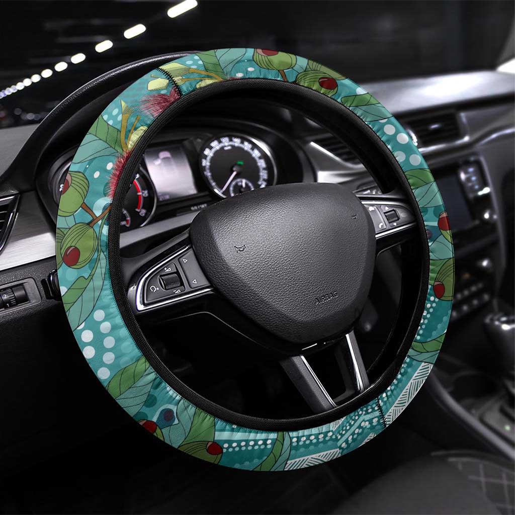 Kookaburra Eucalyptus Steering Wheel Cover Aboriginal Australian Dot Painting - Aussie Hoodie