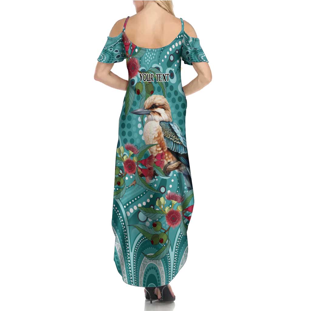 Kookaburra Eucalyptus Personalised Summer Maxi Dress Aboriginal Australian Dot Painting - Aussie Hoodie