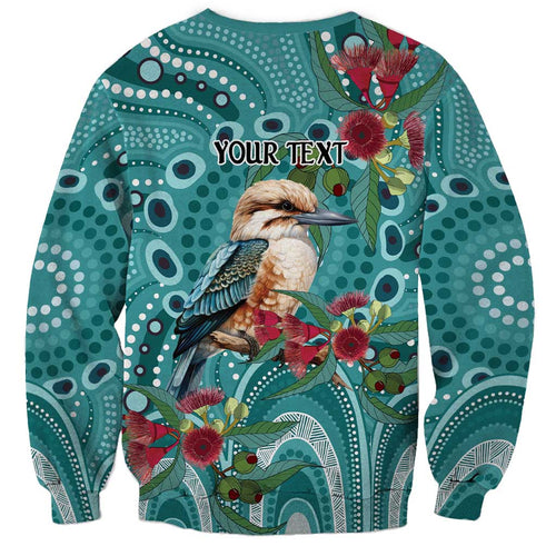 Kookaburra Eucalyptus Personalised Sweatshirt Aboriginal Australian Dot Painting - Aussie Hoodie