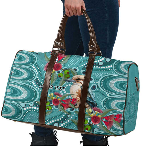 Kookaburra Eucalyptus Personalised Travel Bag Aboriginal Australian Dot Painting - Aussie Hoodie