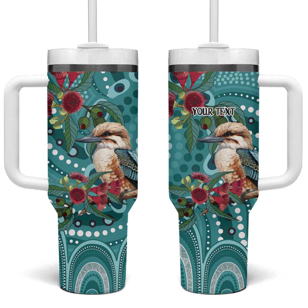Kookaburra Eucalyptus Personalised Tumbler With Handle Aboriginal Australian Dot Painting - Aussie Hoodie