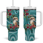 Kookaburra Eucalyptus Personalised Tumbler With Handle Aboriginal Australian Dot Painting - Aussie Hoodie