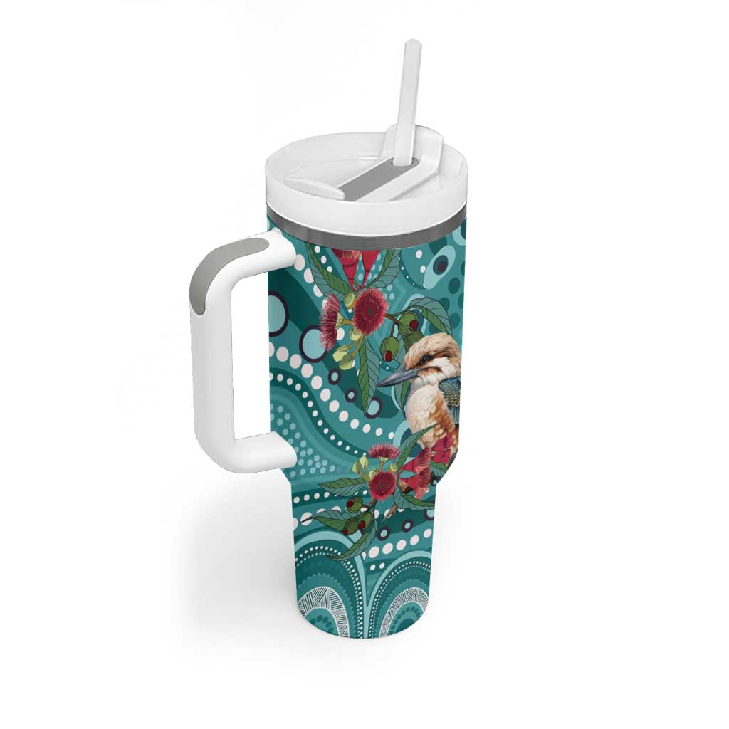 Kookaburra Eucalyptus Personalised Tumbler With Handle Aboriginal Australian Dot Painting - Aussie Hoodie