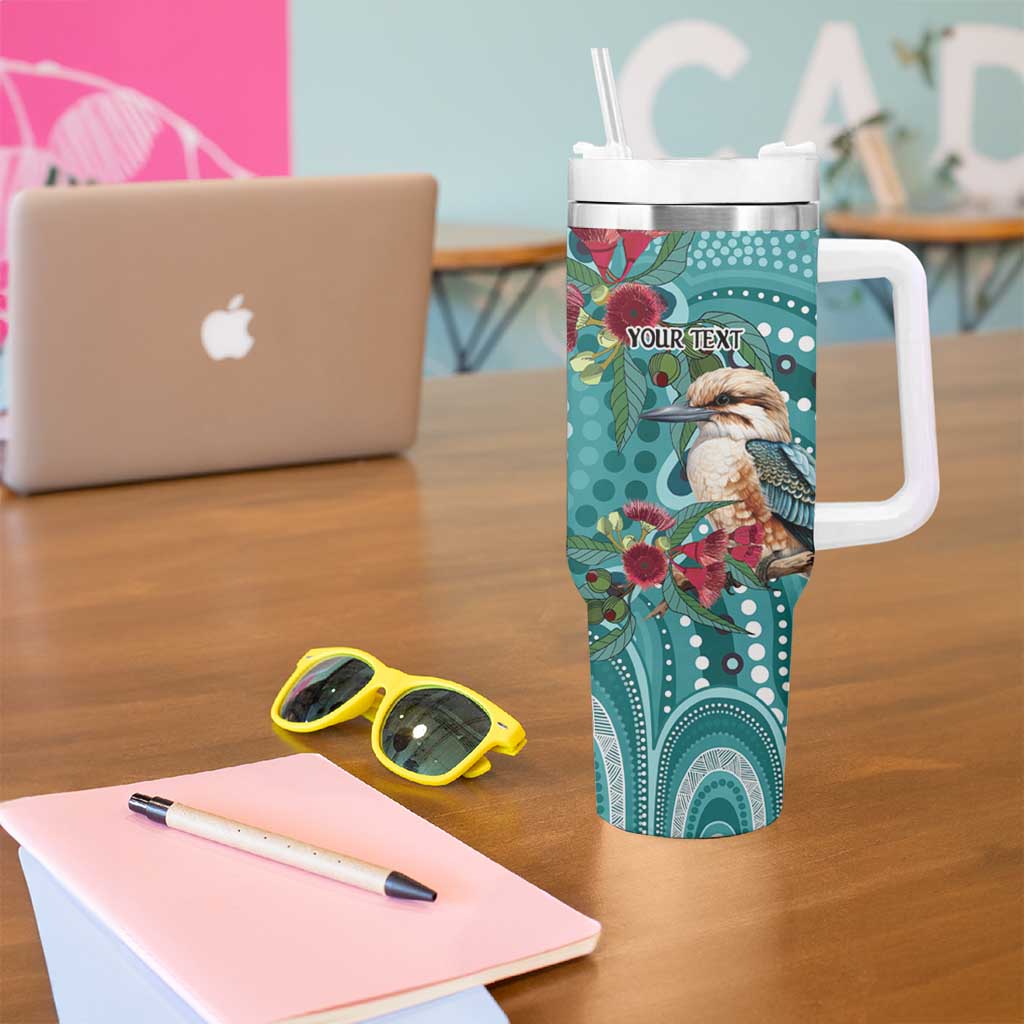 Kookaburra Eucalyptus Personalised Tumbler With Handle Aboriginal Australian Dot Painting - Aussie Hoodie
