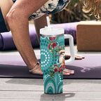 Kookaburra Eucalyptus Personalised Tumbler With Handle Aboriginal Australian Dot Painting - Aussie Hoodie