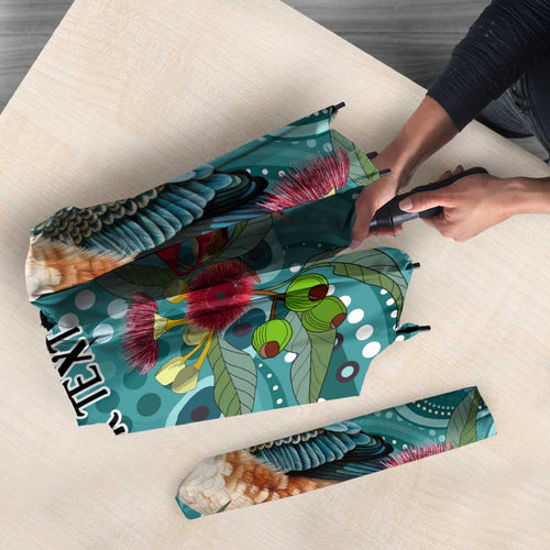 Kookaburra Eucalyptus Personalised Umbrella Aboriginal Australian Dot Painting - Aussie Hoodie