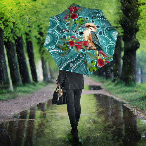 Kookaburra Eucalyptus Personalised Umbrella Aboriginal Australian Dot Painting - Aussie Hoodie