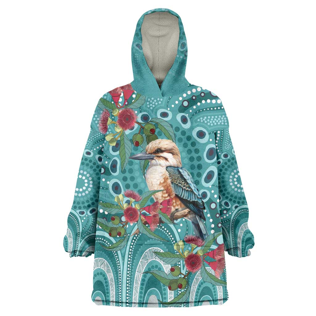 Kookaburra Eucalyptus Personalised Wearable Blanket Hoodie Aboriginal Australian Dot Painting - Aussie Hoodie