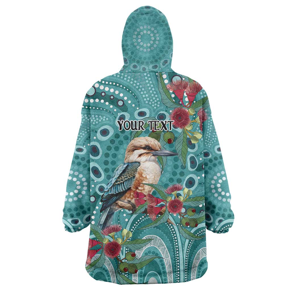 Kookaburra Eucalyptus Personalised Wearable Blanket Hoodie Aboriginal Australian Dot Painting - Aussie Hoodie