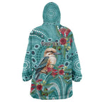 Kookaburra Eucalyptus Personalised Wearable Blanket Hoodie Aboriginal Australian Dot Painting - Aussie Hoodie