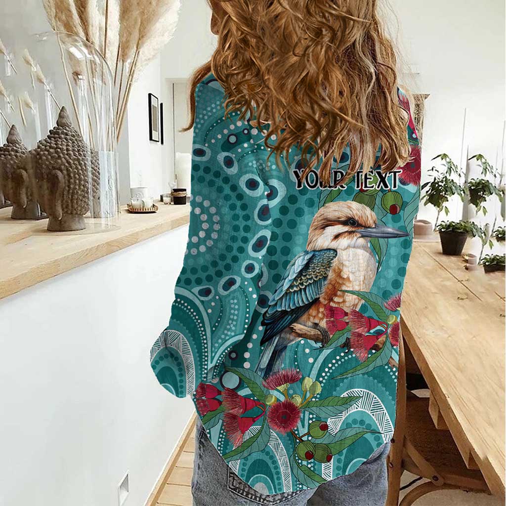 Kookaburra Eucalyptus Personalised Women Casual Shirt Aboriginal Australian Dot Painting - Aussie Hoodie