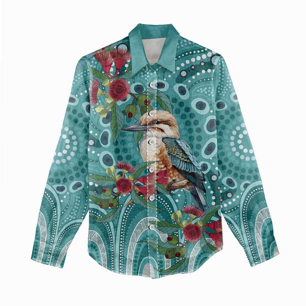 Kookaburra Eucalyptus Personalised Women Casual Shirt Aboriginal Australian Dot Painting - Aussie Hoodie
