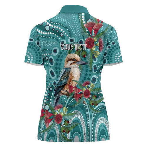 Kookaburra Eucalyptus Personalised Women Polo Shirt Aboriginal Australian Dot Painting - Aussie Hoodie
