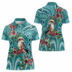 Kookaburra Eucalyptus Personalised Women Polo Shirt Aboriginal Australian Dot Painting - Aussie Hoodie