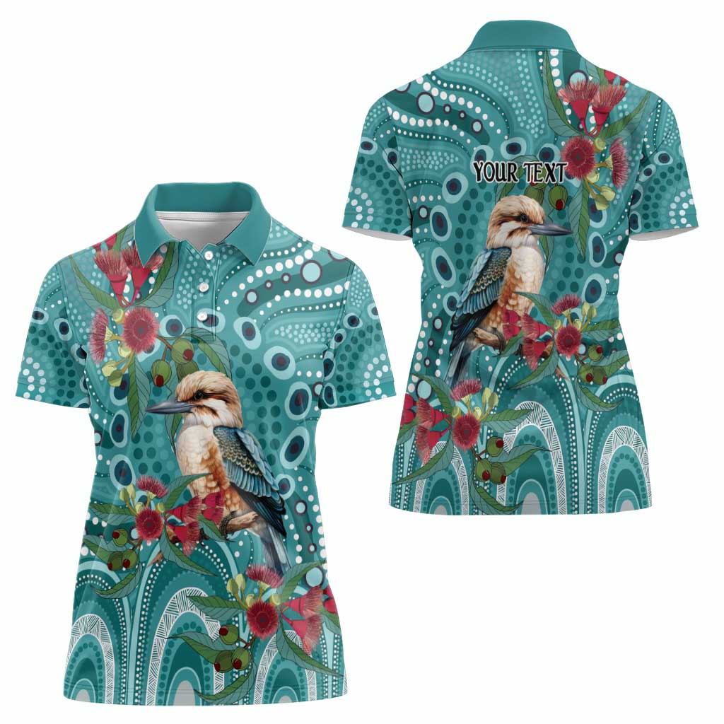 Kookaburra Eucalyptus Personalised Women Polo Shirt Aboriginal Australian Dot Painting - Aussie Hoodie