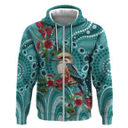 Kookaburra Eucalyptus Personalised Zip Hoodie Aboriginal Australian Dot Painting - Aussie Hoodie