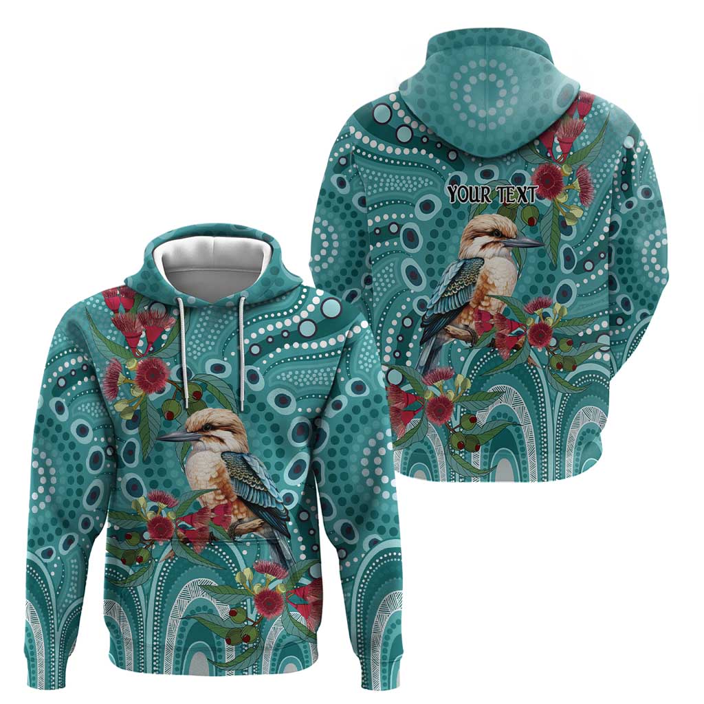 Kookaburra Eucalyptus Personalised Zip Hoodie Aboriginal Australian Dot Painting - Aussie Hoodie