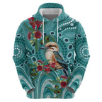 Kookaburra Eucalyptus Personalised Zip Hoodie Aboriginal Australian Dot Painting - Aussie Hoodie