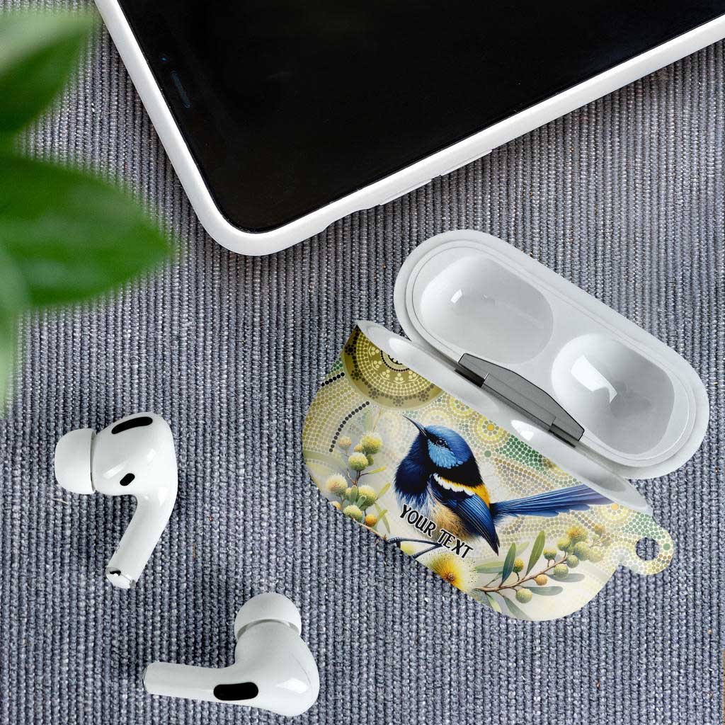 Splendid Fairy-wren Personalised AirPods Case Aboriginal Australian Dot Painting - Aussie Hoodie
