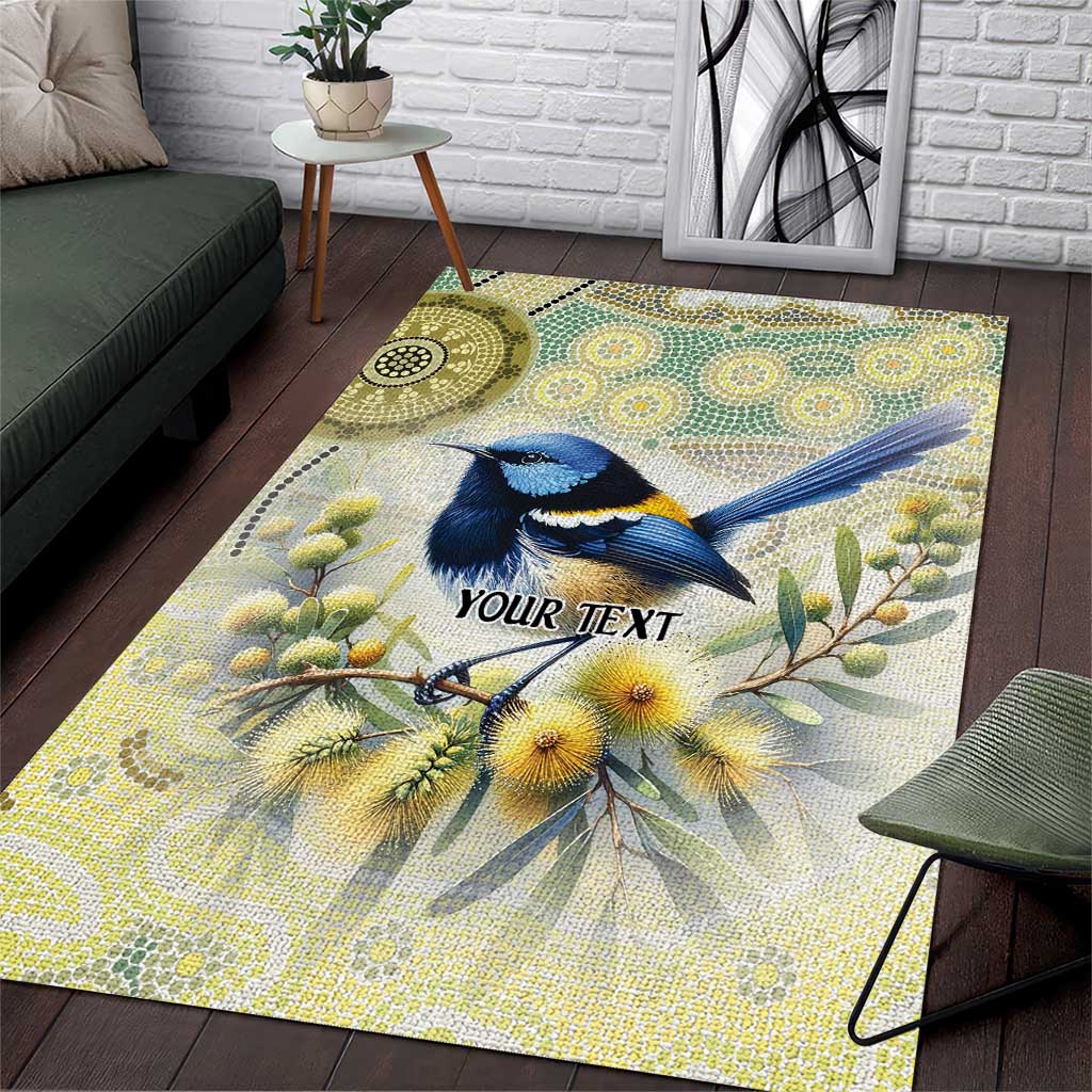 Splendid Fairy-wren Personalised Area Rug Aboriginal Australian Dot Painting - Aussie Hoodie
