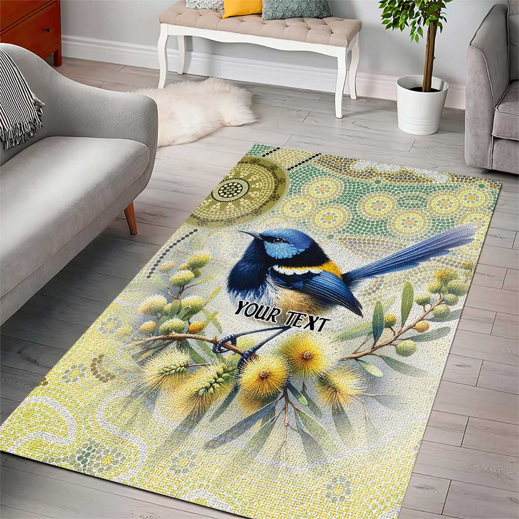 Splendid Fairy-wren Personalised Area Rug Aboriginal Australian Dot Painting - Aussie Hoodie