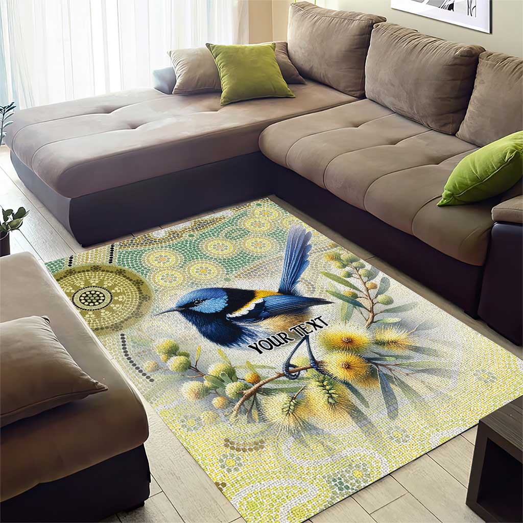 Splendid Fairy-wren Personalised Area Rug Aboriginal Australian Dot Painting - Aussie Hoodie