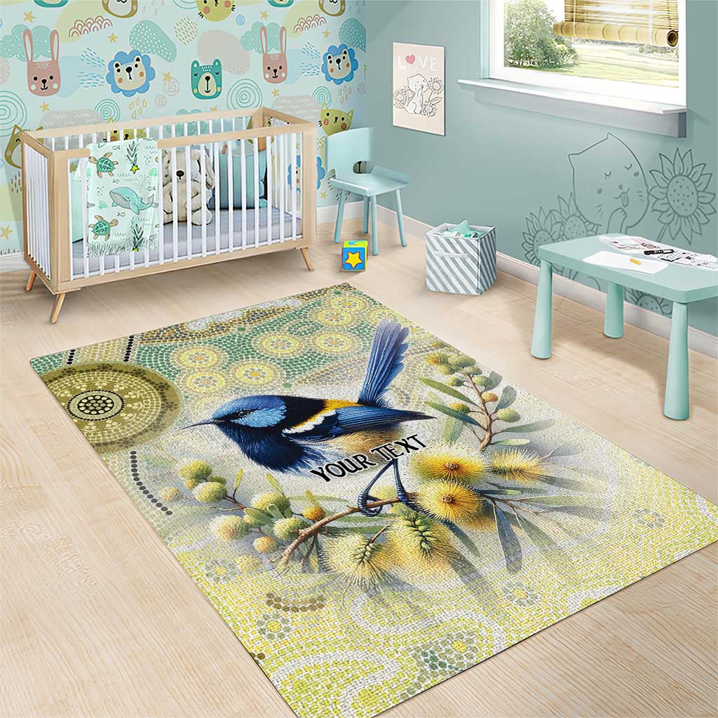 Splendid Fairy-wren Personalised Area Rug Aboriginal Australian Dot Painting - Aussie Hoodie