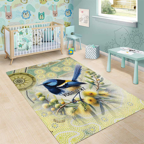 Splendid Fairy-wren Personalised Area Rug Aboriginal Australian Dot Painting - Aussie Hoodie