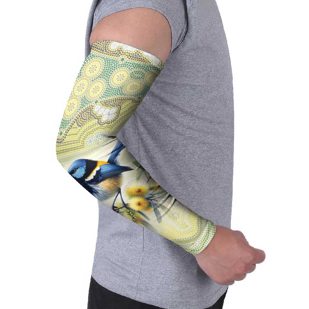 Splendid Fairy-wren Personalised Arm Sleeves Aboriginal Australian Dot Painting - Aussie Hoodie