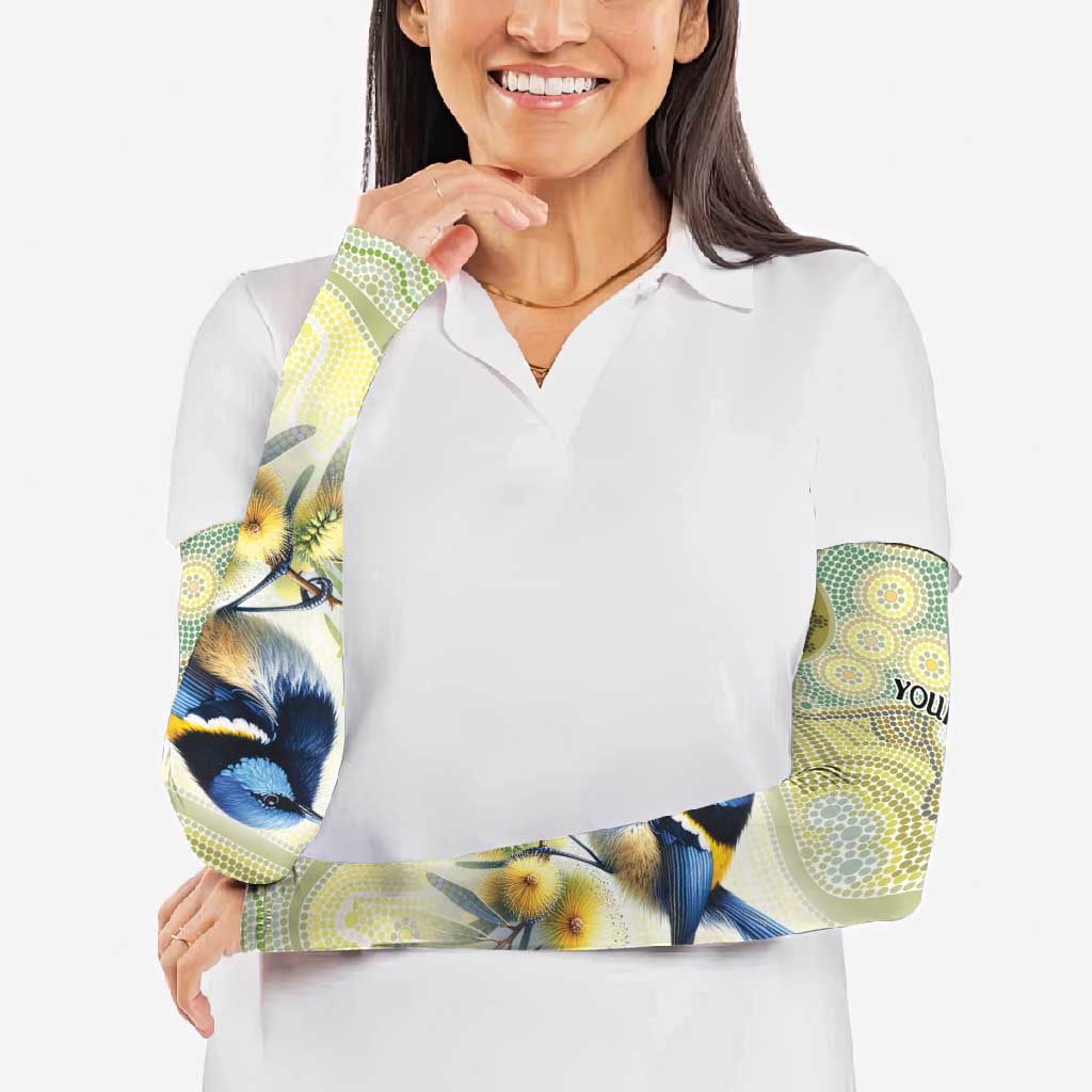 Splendid Fairy-wren Personalised Arm Sleeves Aboriginal Australian Dot Painting - Aussie Hoodie