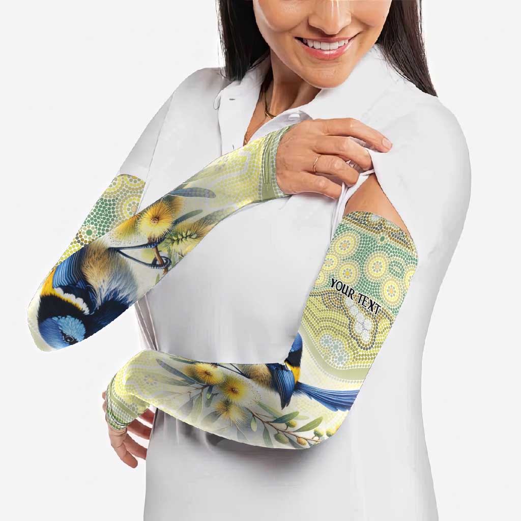 Splendid Fairy-wren Personalised Arm Sleeves Aboriginal Australian Dot Painting - Aussie Hoodie