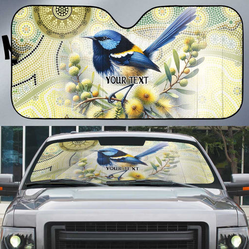 Splendid Fairy-wren Personalised Auto Sun Shade Aboriginal Australian Dot Painting - Aussie Hoodie