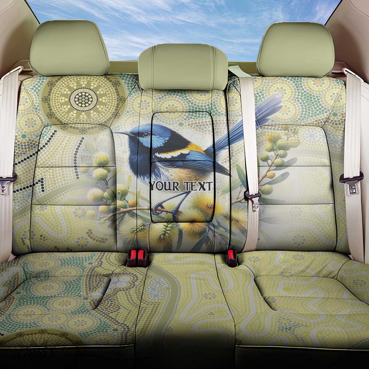 Splendid Fairy-wren Personalised Back Car Seat Cover Aboriginal Australian Dot Painting - Aussie Hoodie