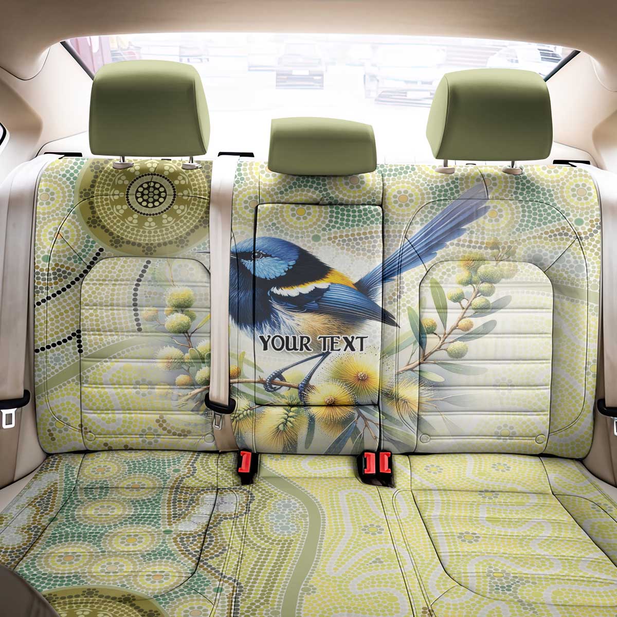 Splendid Fairy-wren Personalised Back Car Seat Cover Aboriginal Australian Dot Painting - Aussie Hoodie