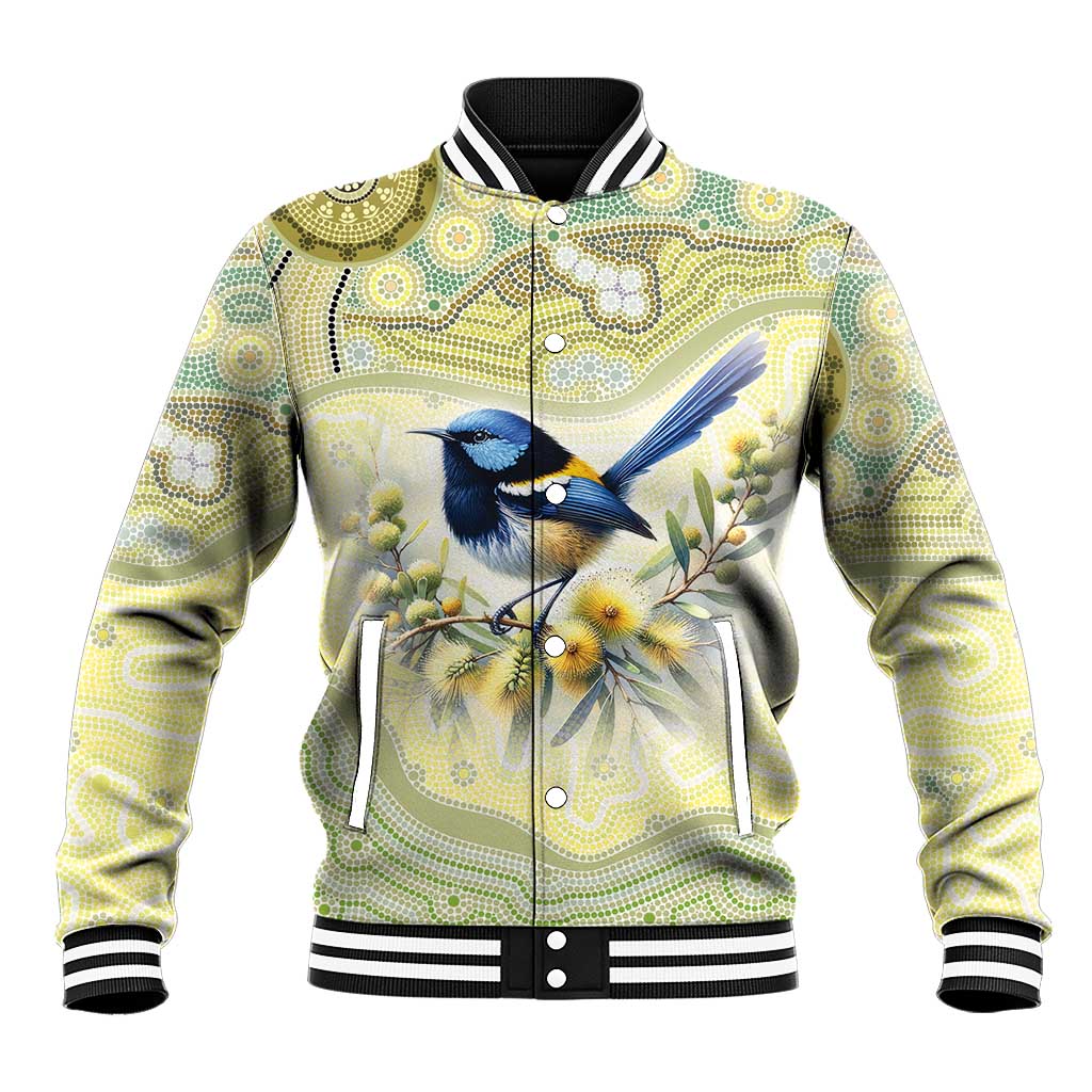 Splendid Fairy-wren Personalised Baseball Jacket Aboriginal Australian Dot Painting - Aussie Hoodie