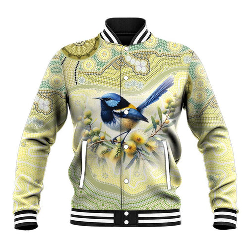Splendid Fairy-wren Personalised Baseball Jacket Aboriginal Australian Dot Painting - Aussie Hoodie