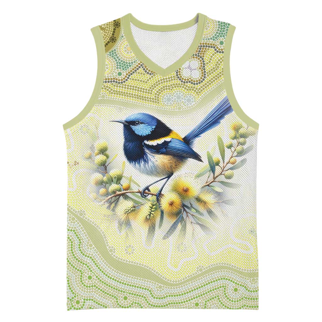 Splendid Fairy-wren Personalised Basketball Jersey Aboriginal Australian Dot Painting - Aussie Hoodie