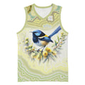 Splendid Fairy-wren Personalised Basketball Jersey Aboriginal Australian Dot Painting - Aussie Hoodie