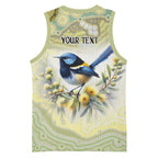 Splendid Fairy-wren Personalised Basketball Jersey Aboriginal Australian Dot Painting - Aussie Hoodie