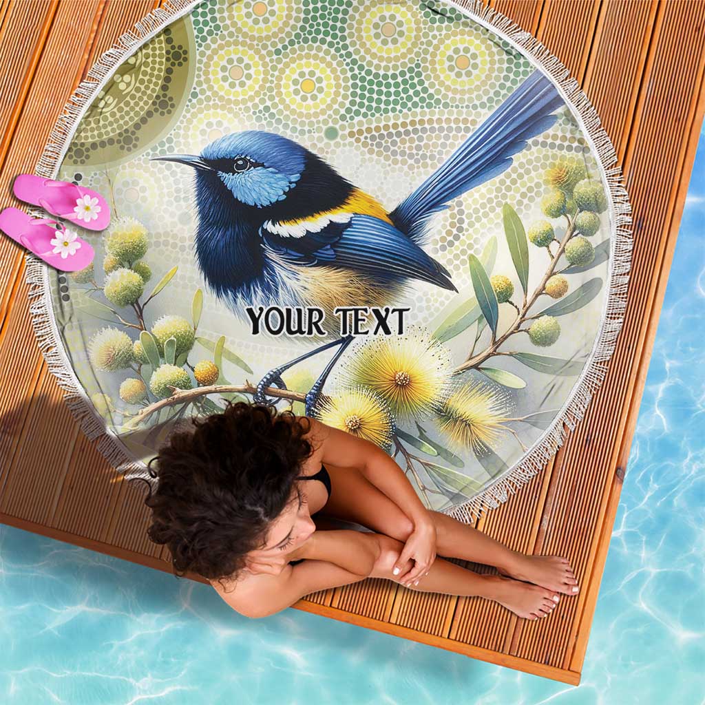 Splendid Fairy-wren Personalised Beach Blanket Aboriginal Australian Dot Painting - Aussie Hoodie