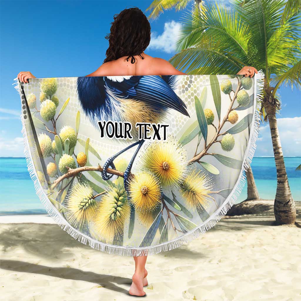 Splendid Fairy-wren Personalised Beach Blanket Aboriginal Australian Dot Painting - Aussie Hoodie
